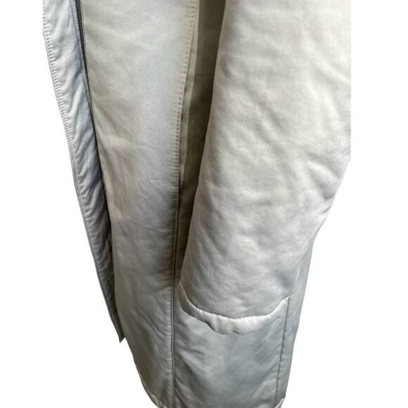 Vintage Searle silver gray trench coat wide collar winter belted parka puffer - Picture 9 of 13